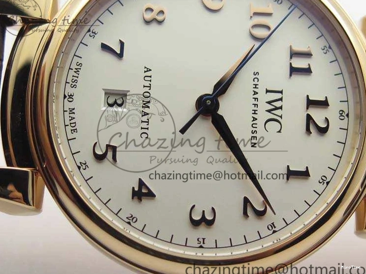 MIROTIME 1221 Neat Da Vinci IW356601 RG MKF 1:1 Best Edition White Dial On Brown Leather Strap A 7230
